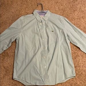 Teal and white one down flannel